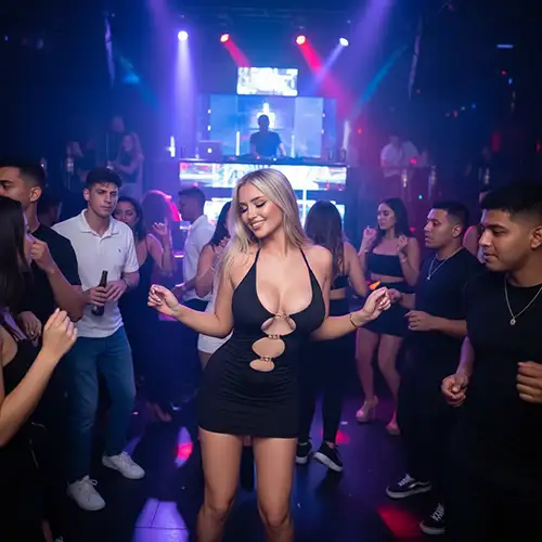 A beautiful woman Dancing in a nightclub